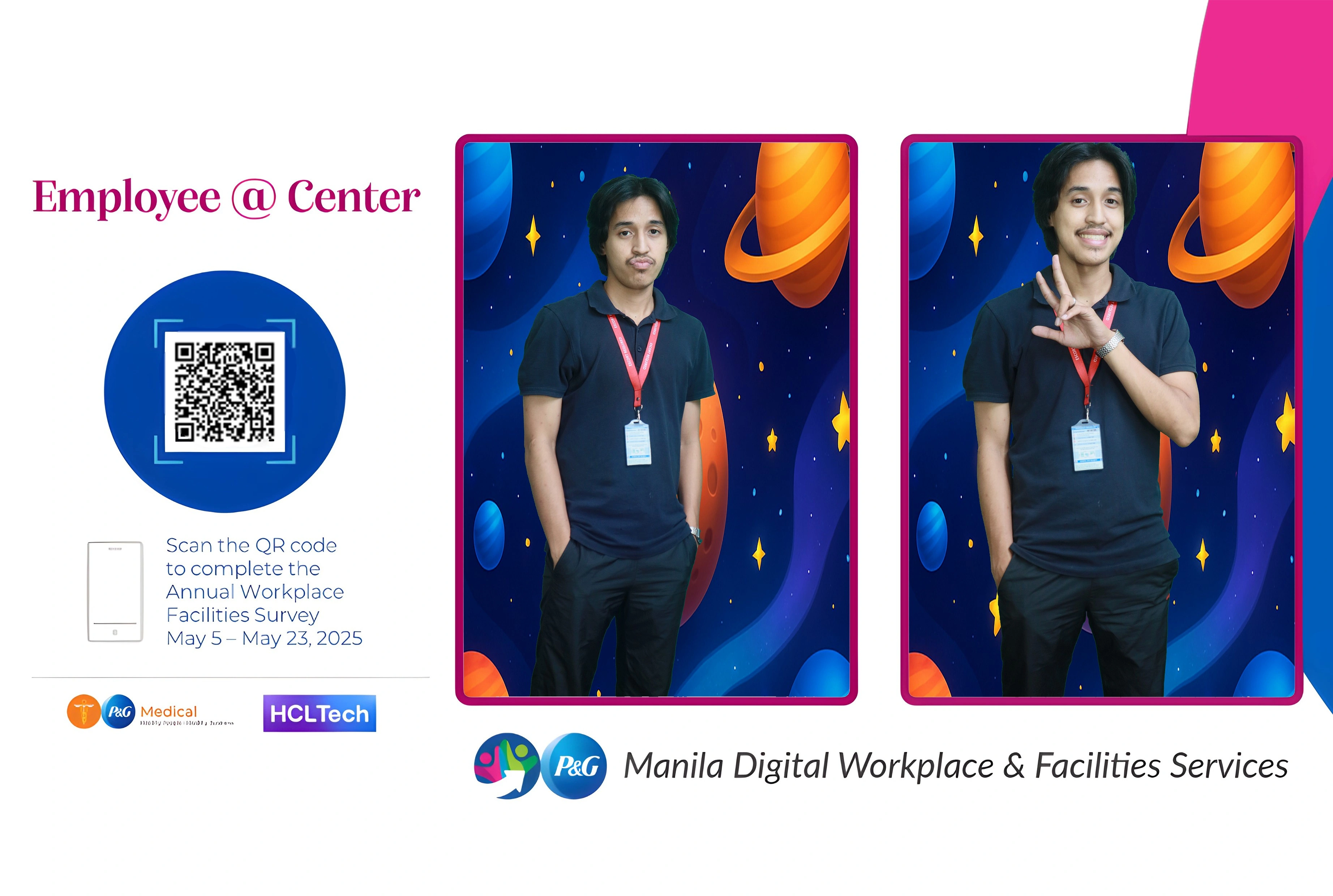 Employee at Center corporate photobooth activation delivered by Shockwave Photobooth in partnership with Inter-Asia